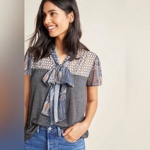 Anthropologie Tiny Gray Patterned Women's Top